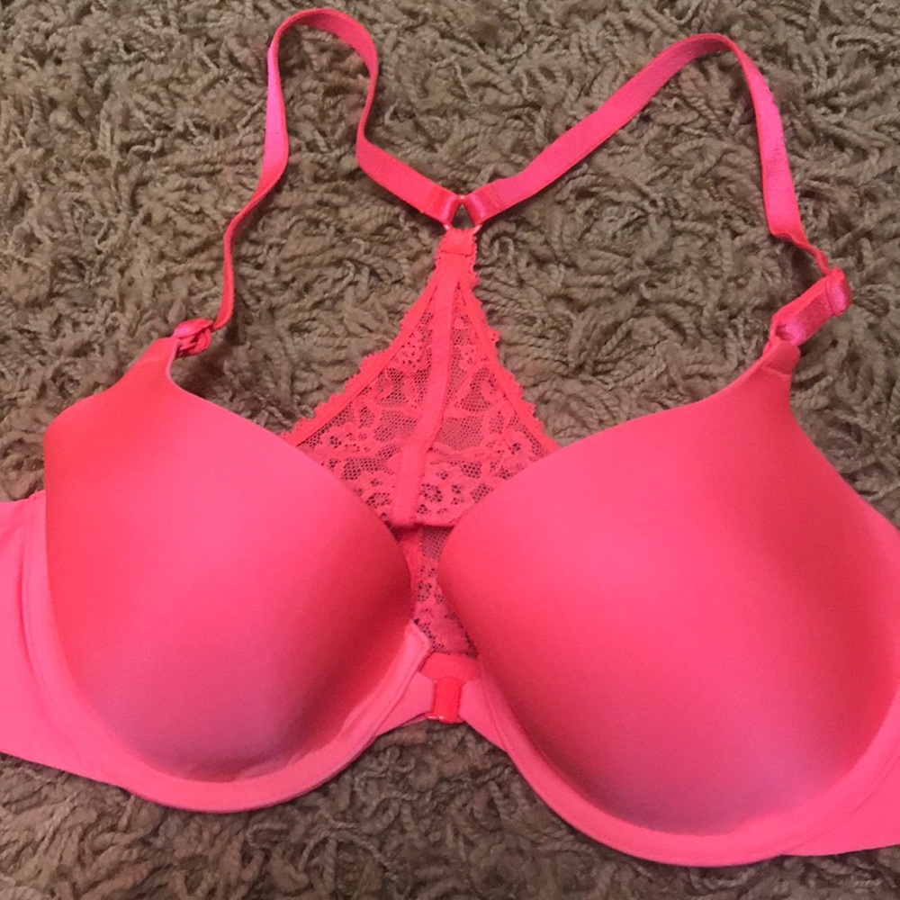 Neon Coral Halter Bra